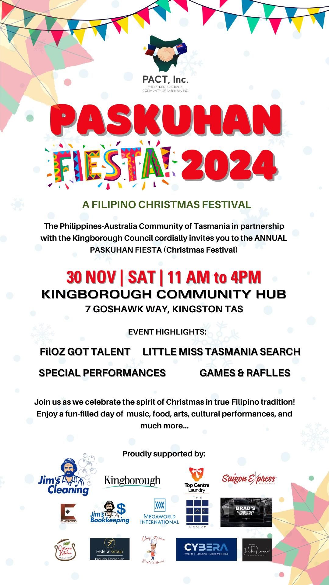 *PASKUHAN FIESTA* 2024 Philippines-Australia Community of Tasmania - PACT, Inc