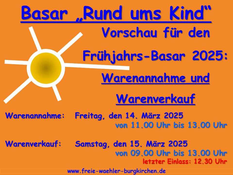 Fr\u00fchjahrs-Basar 2025 \u201eRund ums Kind\u201c