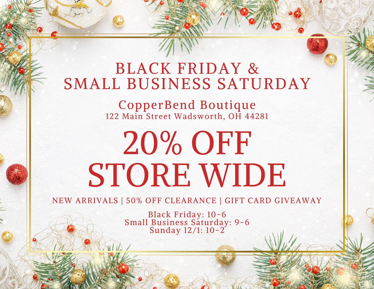 Black Friday & Small Business Saturday at CopperBend Boutique