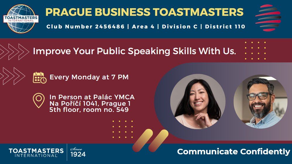 Every Monday - join us at Toastmasters session 