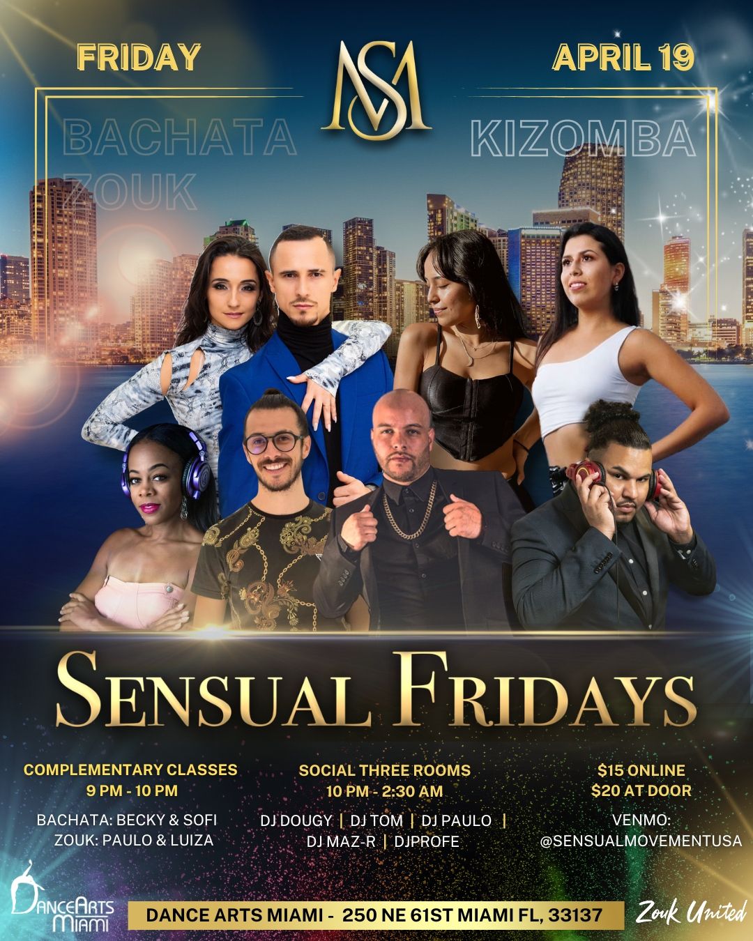 Sensual Fridays by Sensual Movement! Sensual Bachata+Zouk+Urban Kiz! 