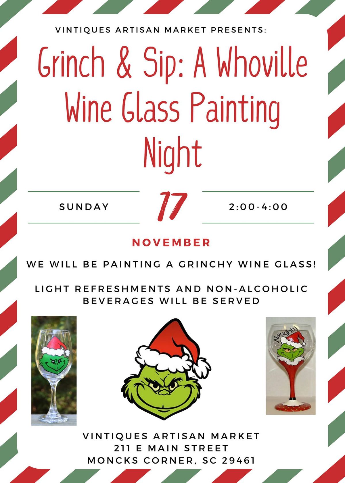 Grinch & Sip: A Whoville Wine Glass Painting Night!