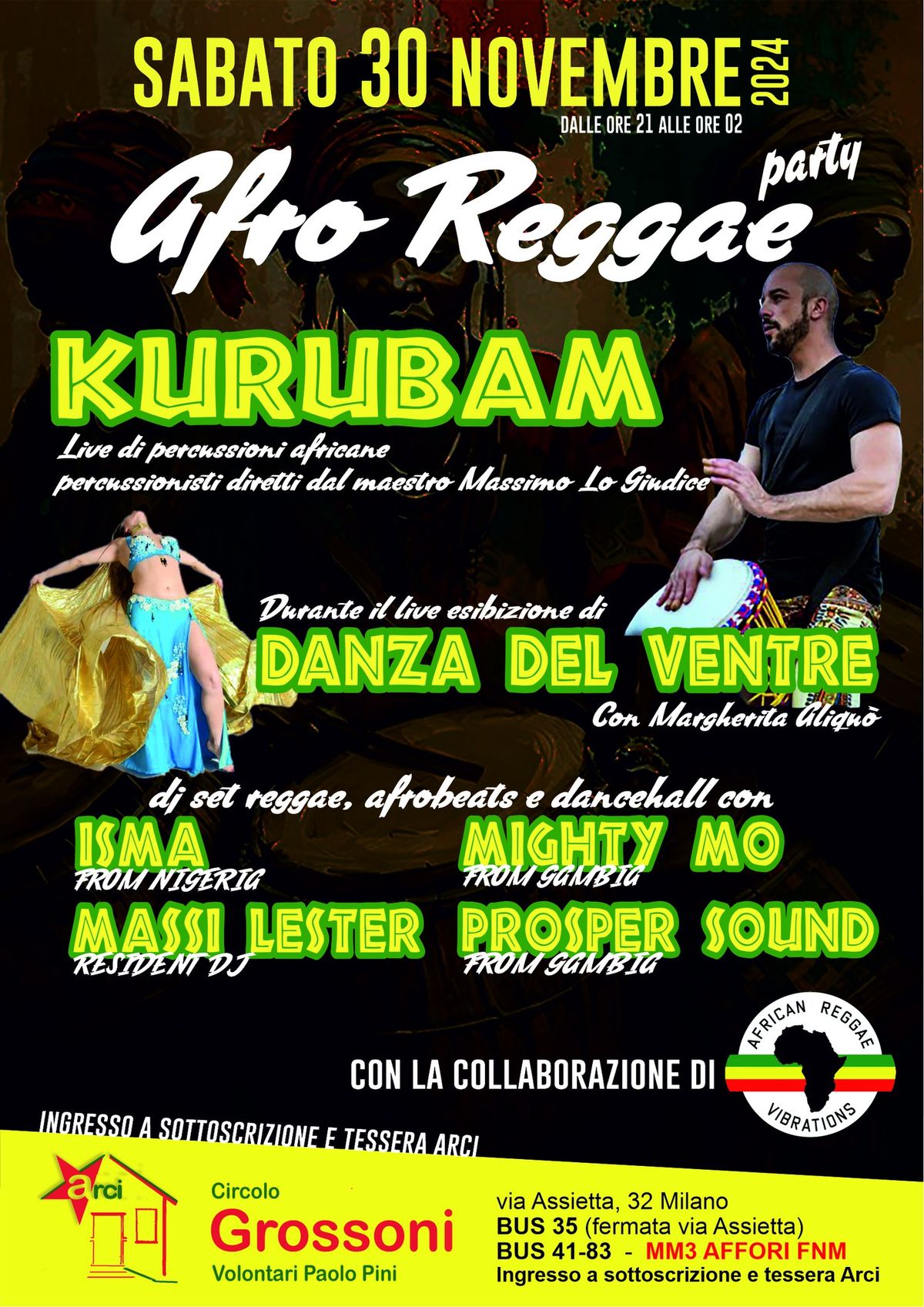 AFRO REGGAE PARTY live+danceshow+djset @ Arci Grossoni