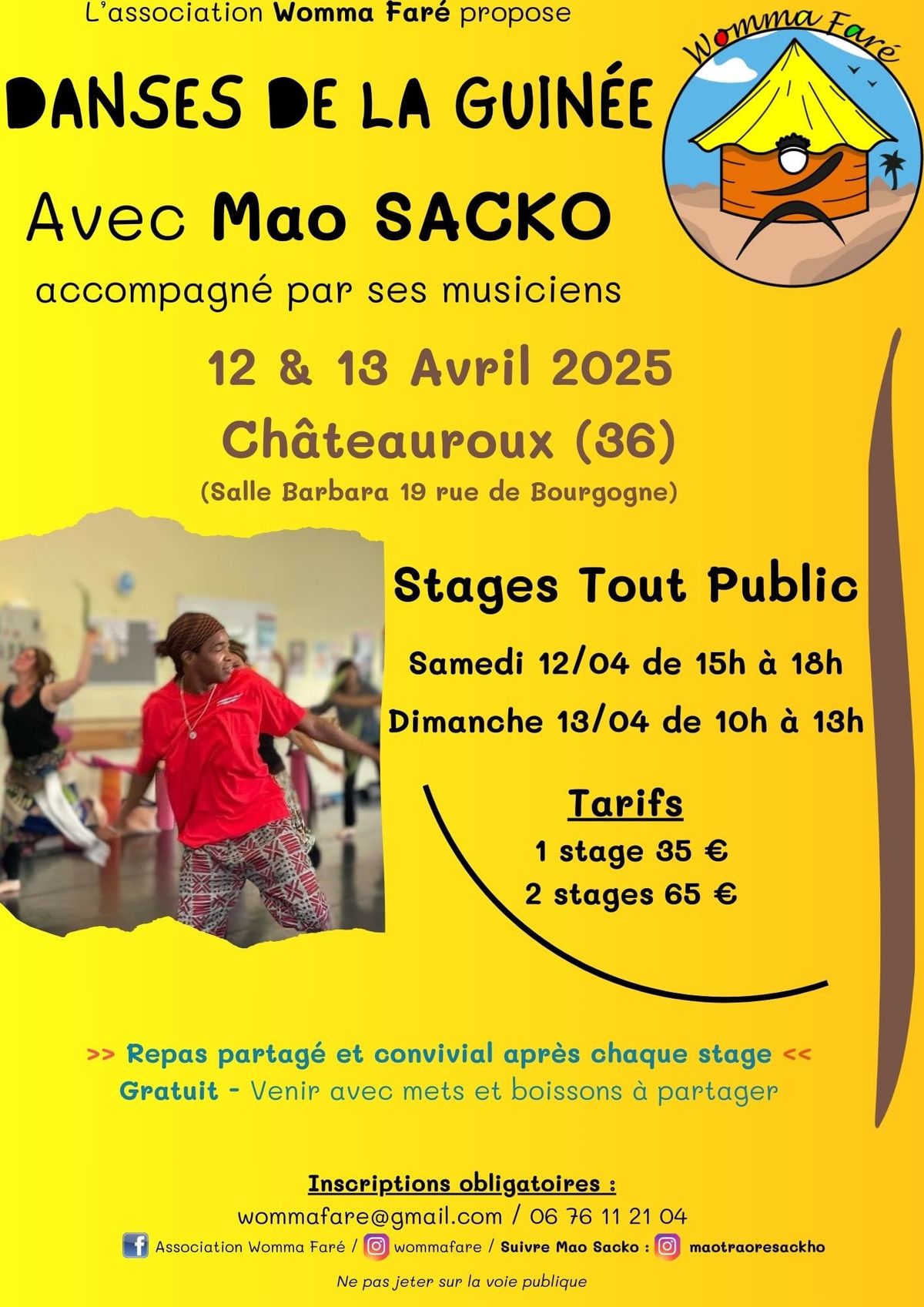 2eme EDITION : Week-end stages de danses africaines de Guin\u00e9e \u00e0 Ch\u00e2teauroux