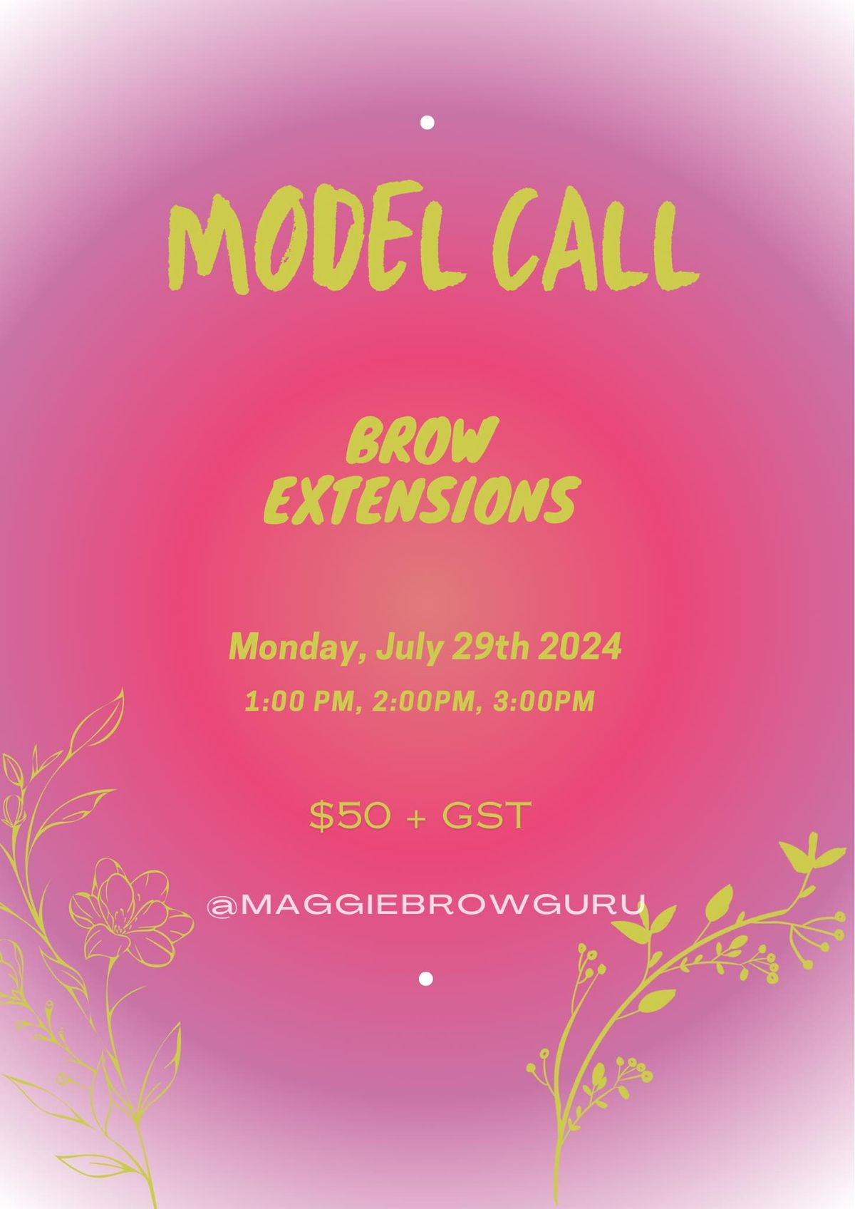 Eyebrow Extensions Model Call