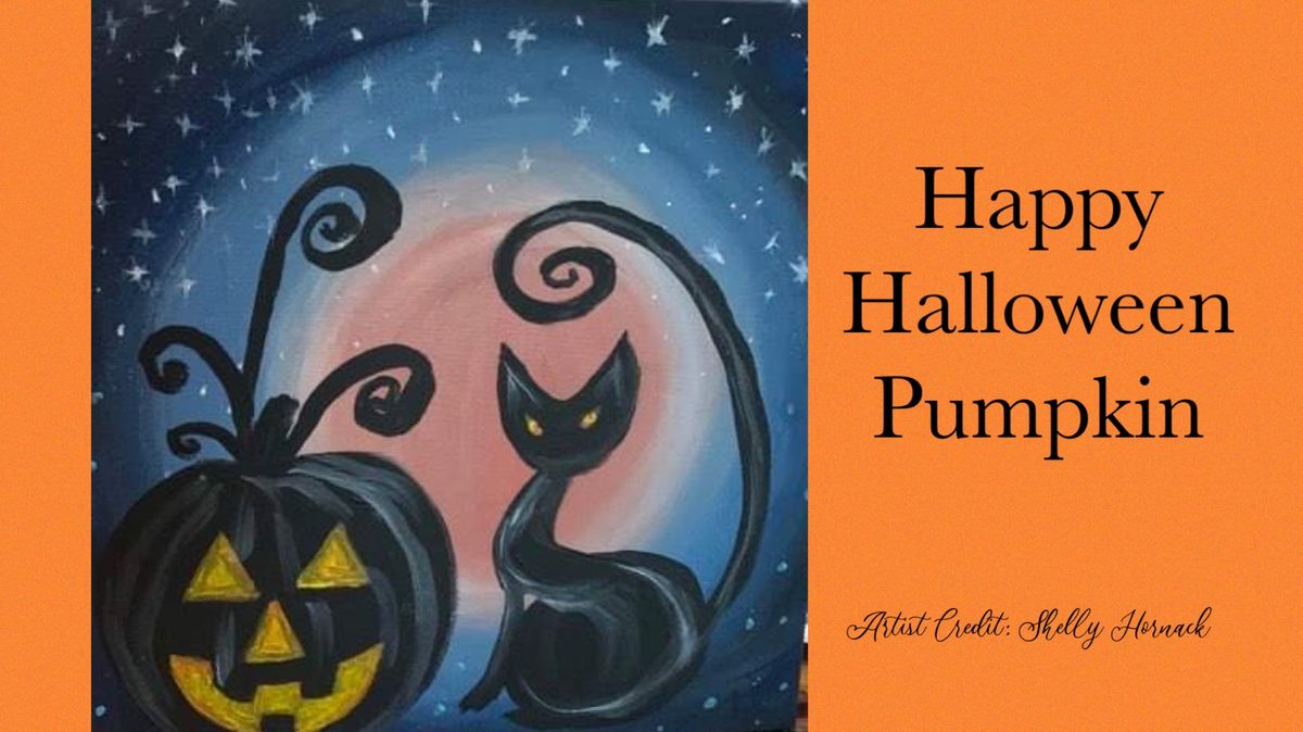 Happy Halloween Pumpkin Acrylic Painting 