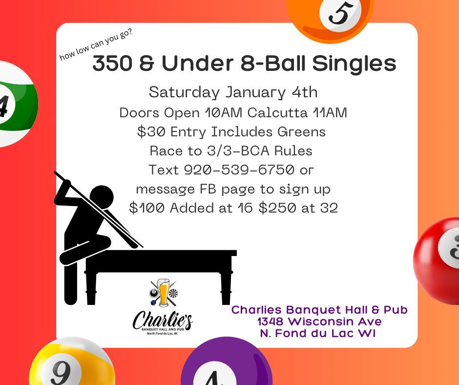 350 & Under 8 Ball Singles 