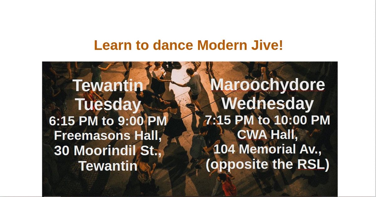 Let's dance Modern Jive! - Tuesday nights in Tewantin, Wednesday nights in Maroochydore.