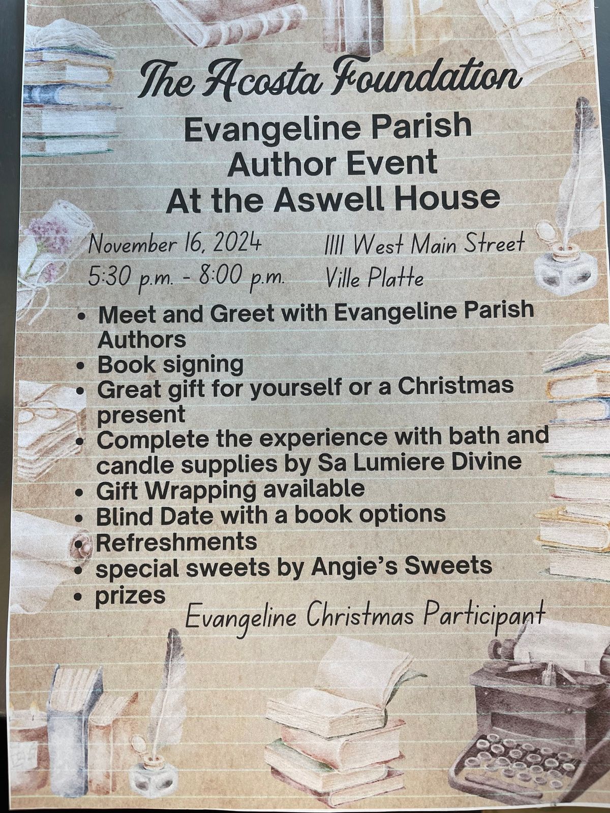 Aswell House - Evangeline Author Event with Evangeline Christmas 