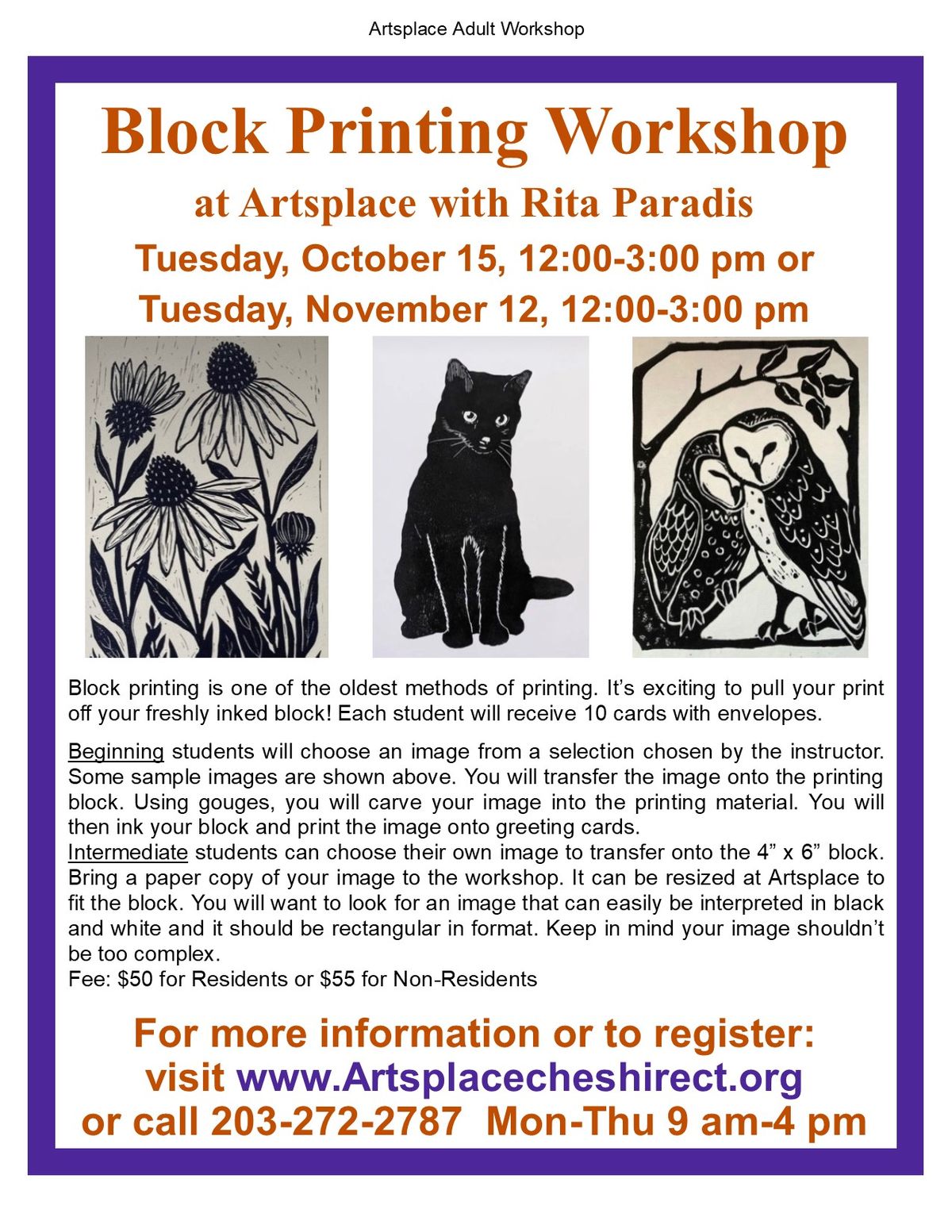 Block Printing Workshop with Rita Paradis