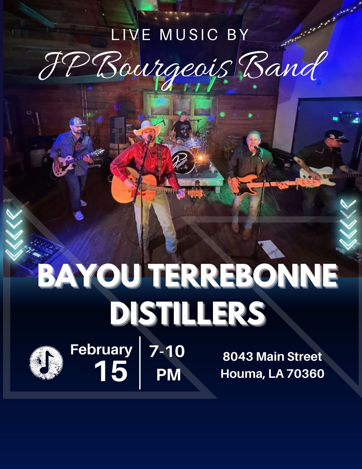 JP Bourgeois Band @ Bayou Terrebonne Distillers