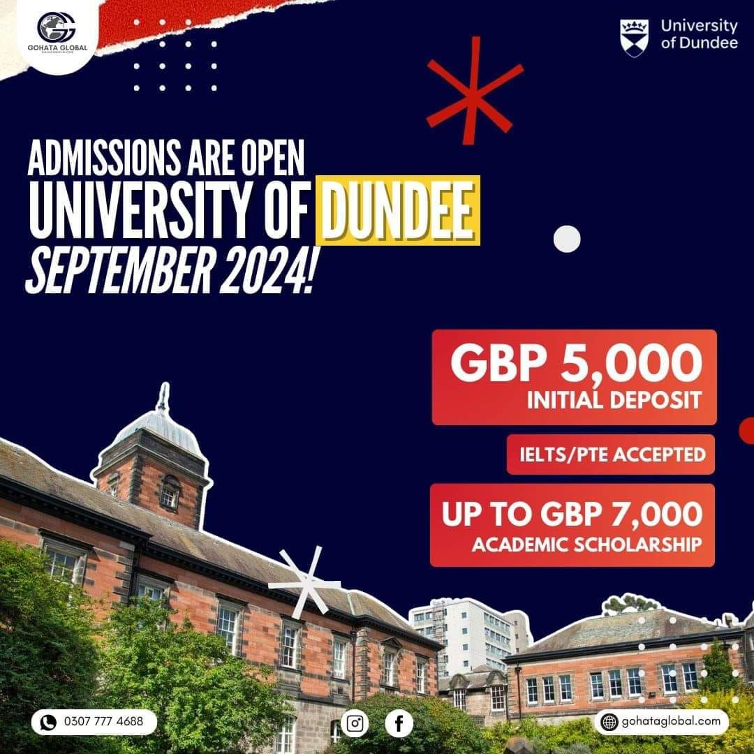 Admissions Open at University of Dundee, September 2024 intake