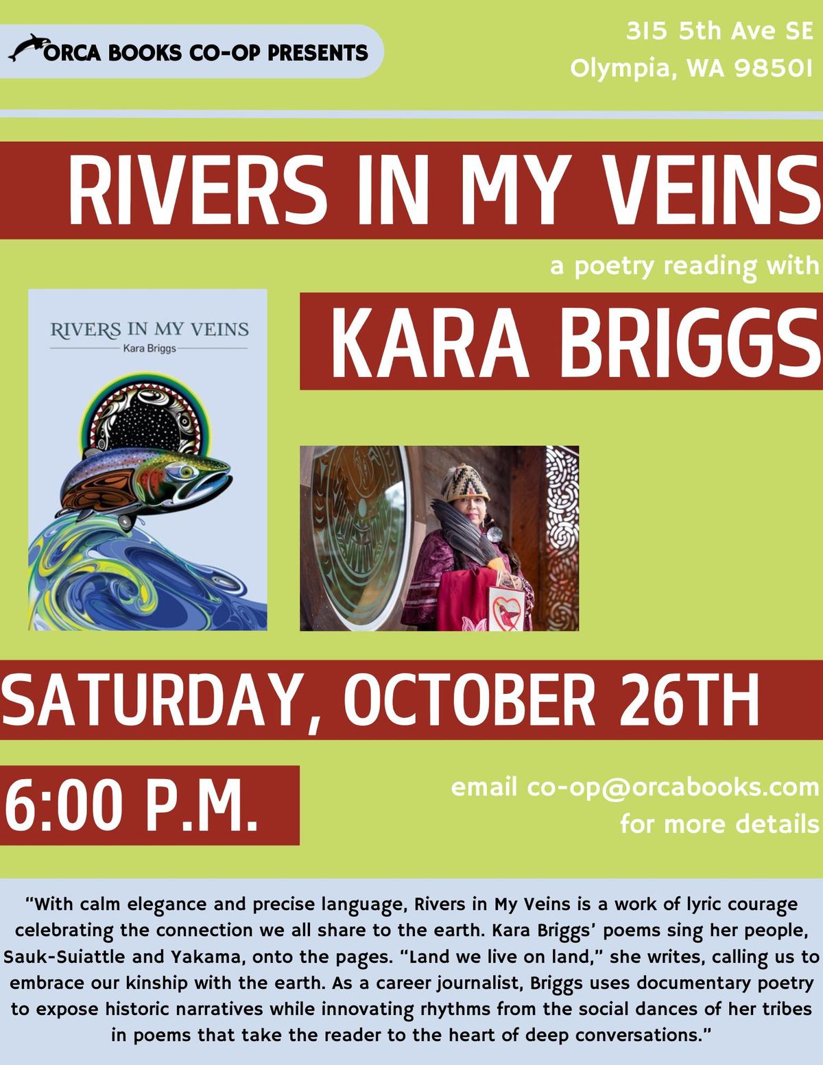 Rivers in My Veins: A Poetry Reading with Kara Briggs