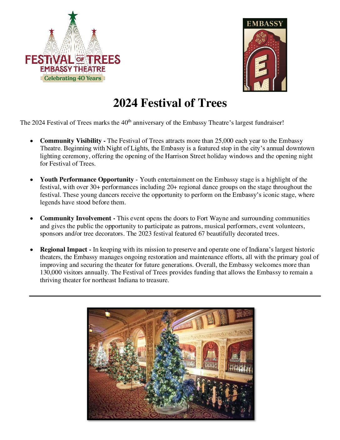 Festival of Trees at Embassy Theatre - Fort Wayne