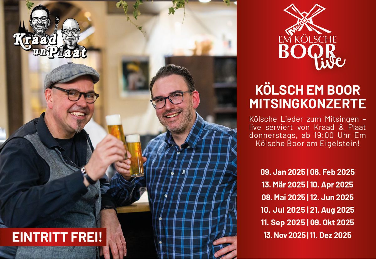 K\u00f6lsch Em Boor Live | Mitsingkonzert mit Kraad & Plaat