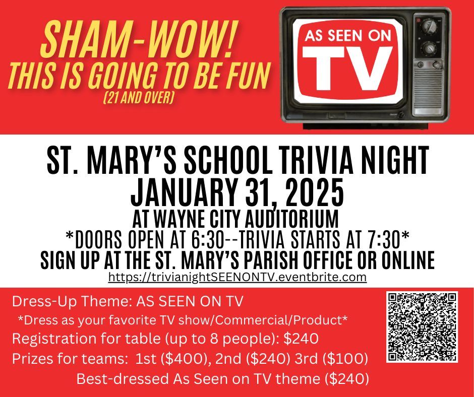 St. Mary's Catholic School Trivia Night (21 and Over) 