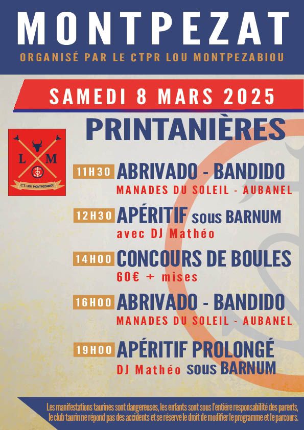 JOURNEE TAURINE 8 MARS 2025 A MONTPEZAT LES PRINTANIERES