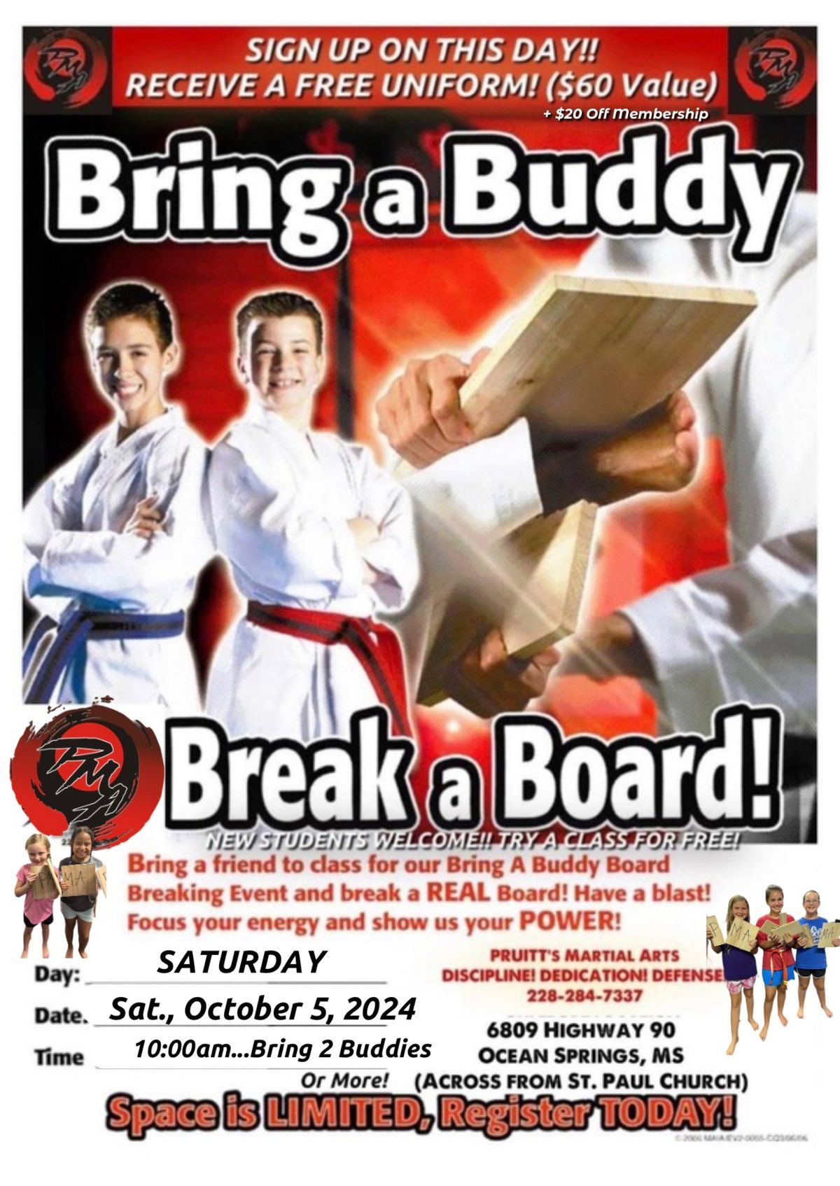 !\ufe0fFree Martial Arts!\ufe0fBring A Buddy?Break A Board