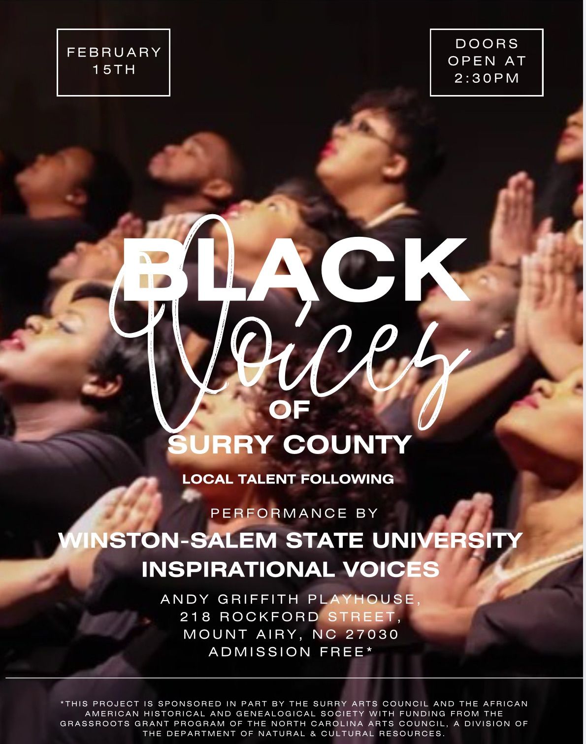 BLACK VOICES OF SURRY COUNTY followed by WINSTON-SALEM STATE UNIVERSITY INSPIRATIONAL VOICES 