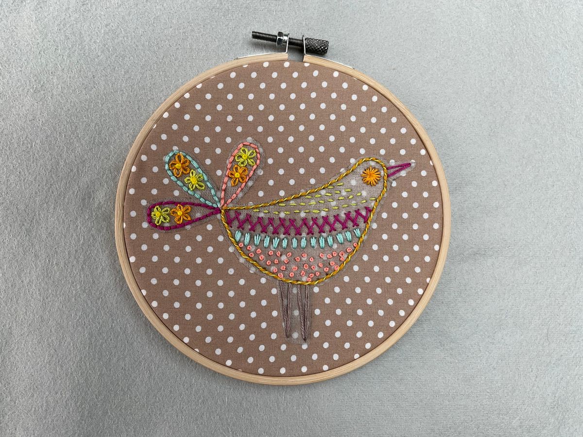 Stick and Stitch Folk Bird Embroidery Workshop