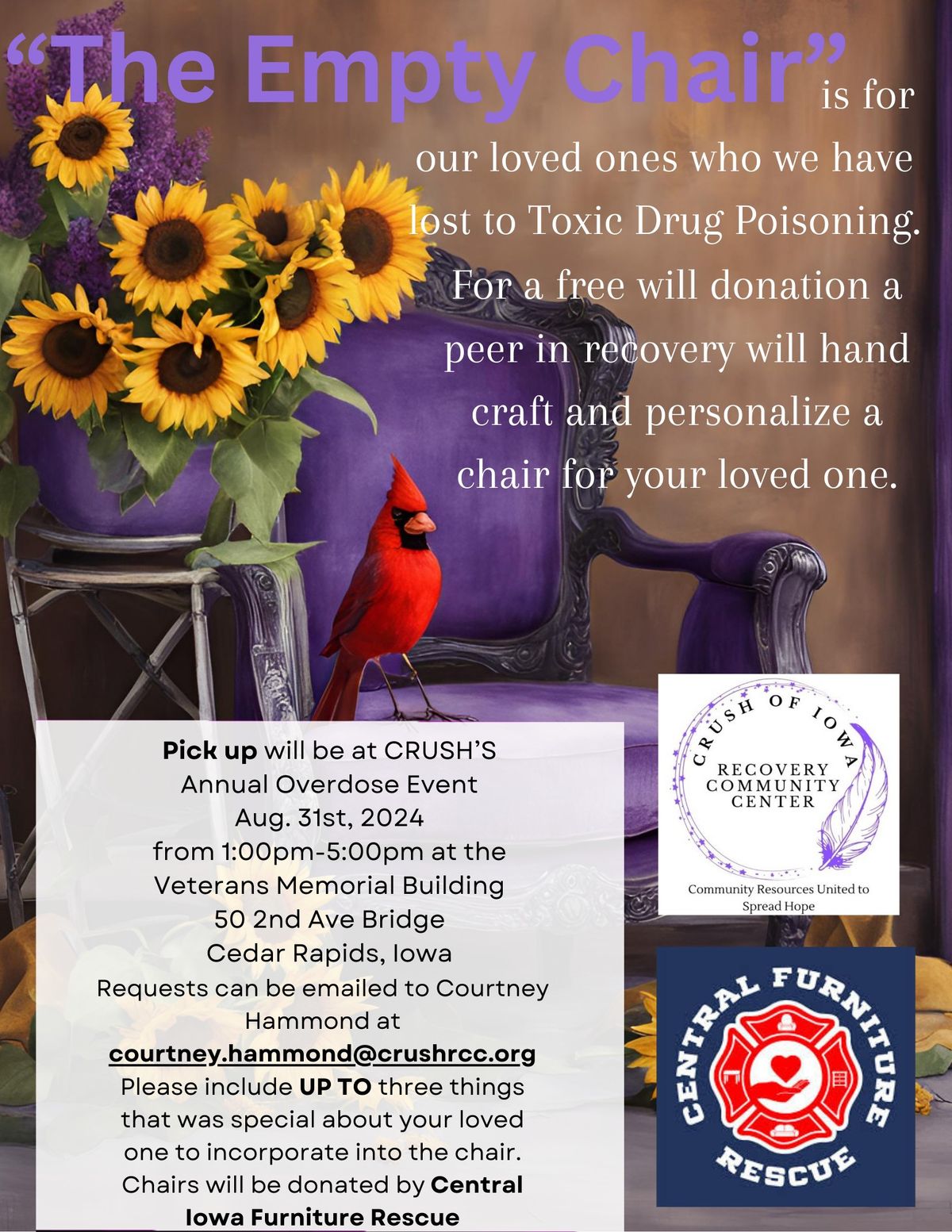 CRUSH's Empty Chair Project for Overdose Awareness 
