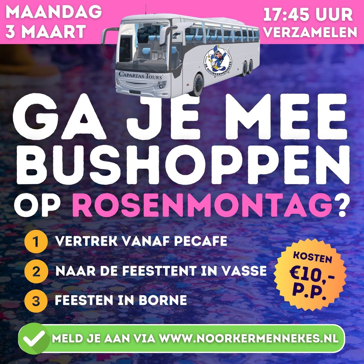 Bushoppen met De Noorkermennekes op Rosenmontag