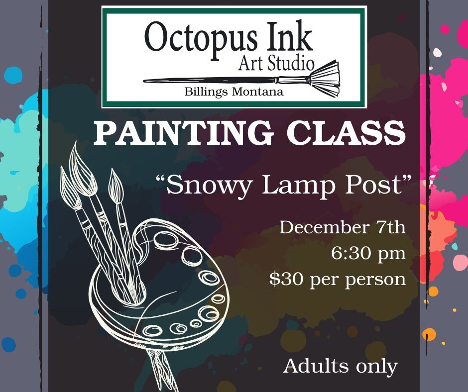 Adult painting class \u201cSnowy Lamp Post\u201d