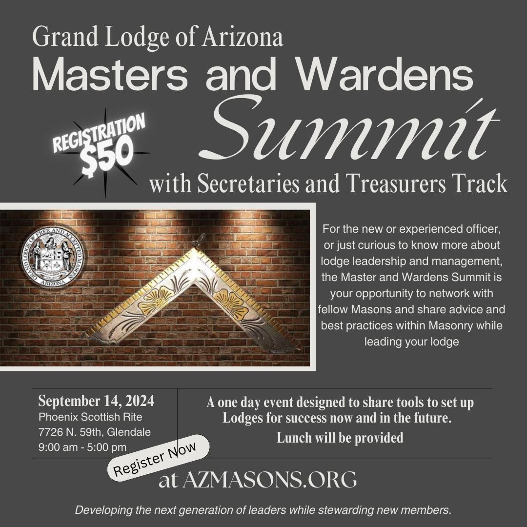 REGISTER NOW Masters and Wardens Summit with Secretary\/Treasurer Track 