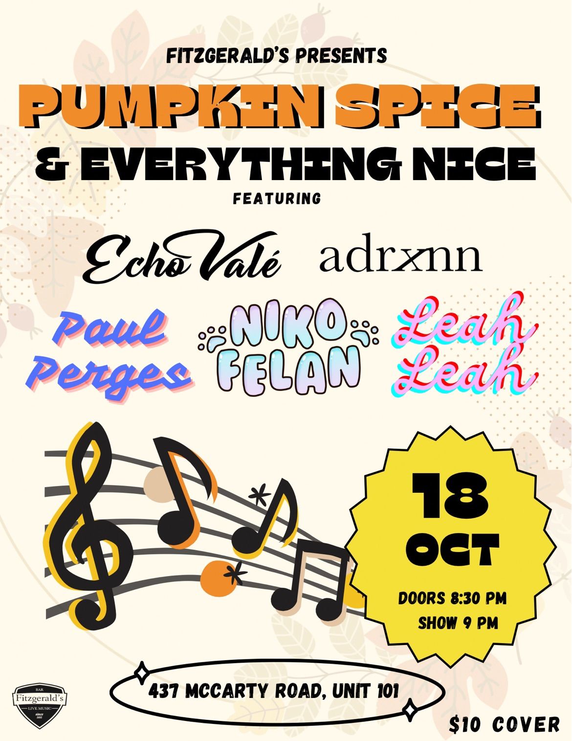 Pumpkin Spice & Everything Nice @ Fitzgeralds 