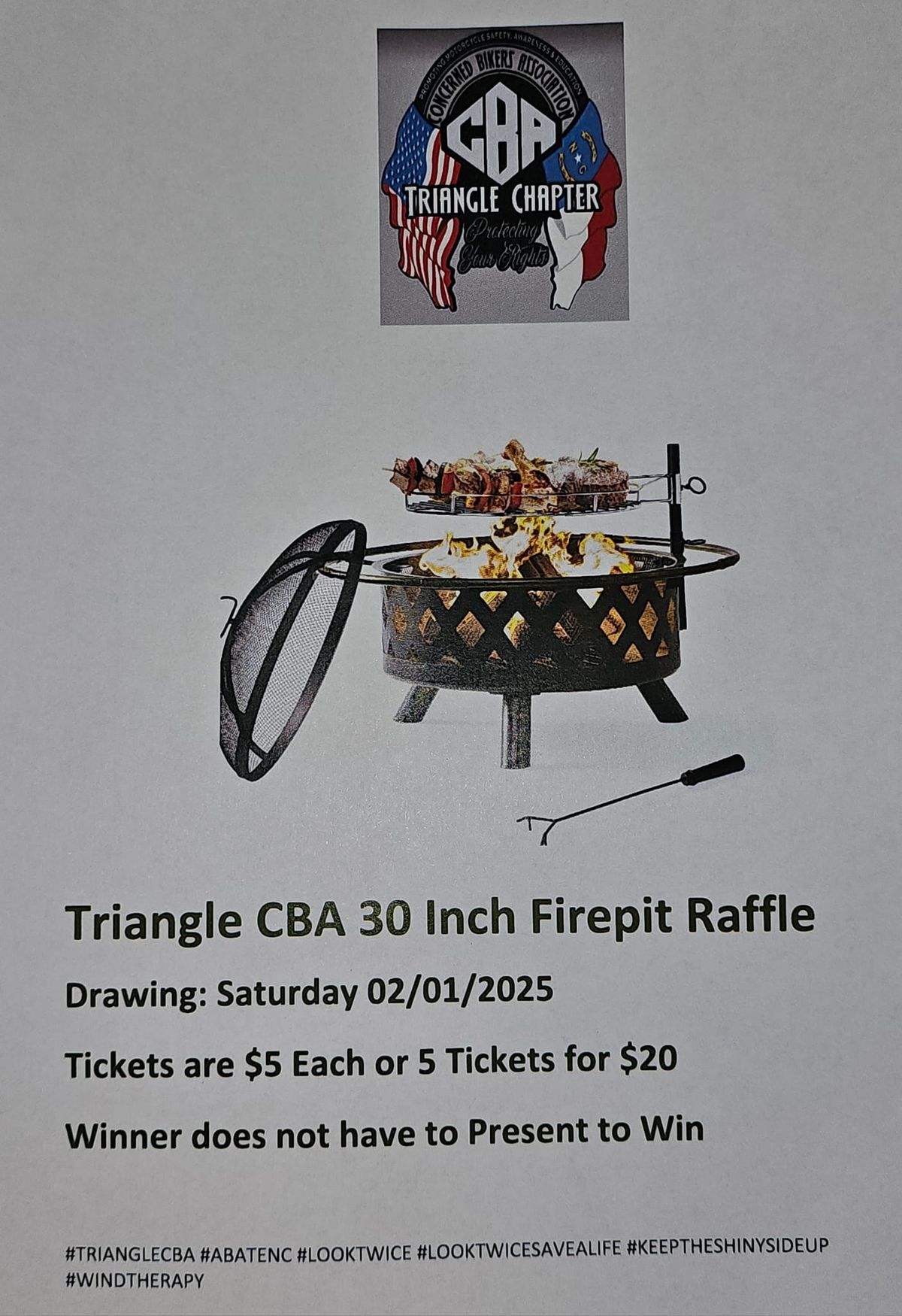 Triangle CBA 30 inch Fire Pit Raffle