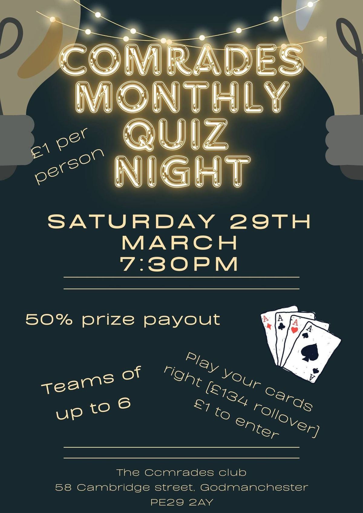 Comrades monthly quiz night