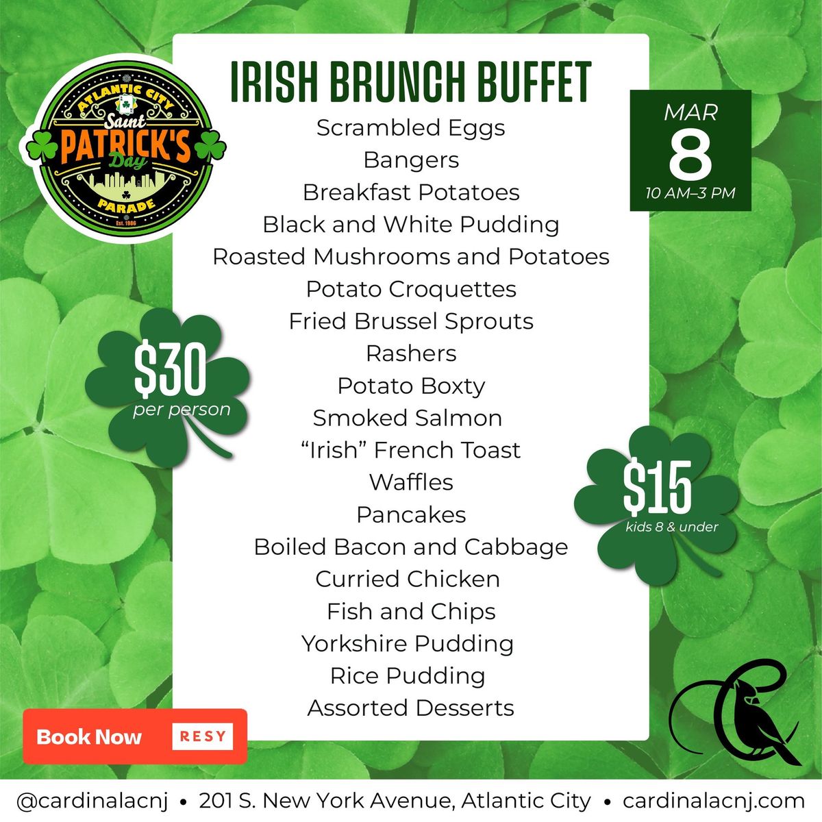 \ud83c\udf40Parade Day Irish Brunch Buffet