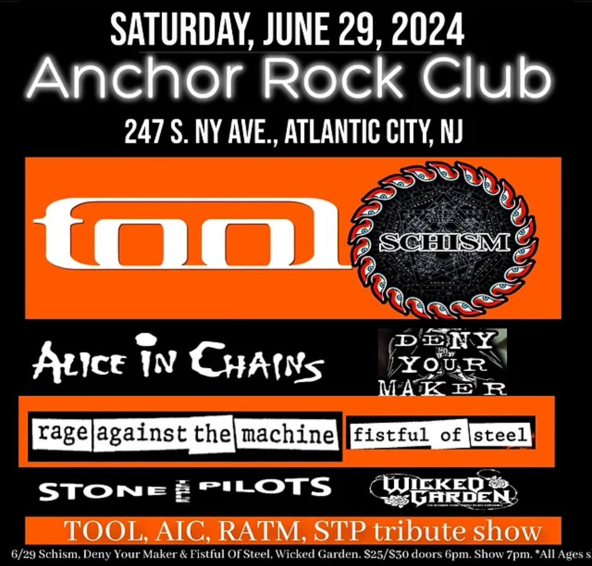 Tool Tribute Schism with Fistful Of Steel - Anchor Rock Club, Atlantic City - June 29th, 2024