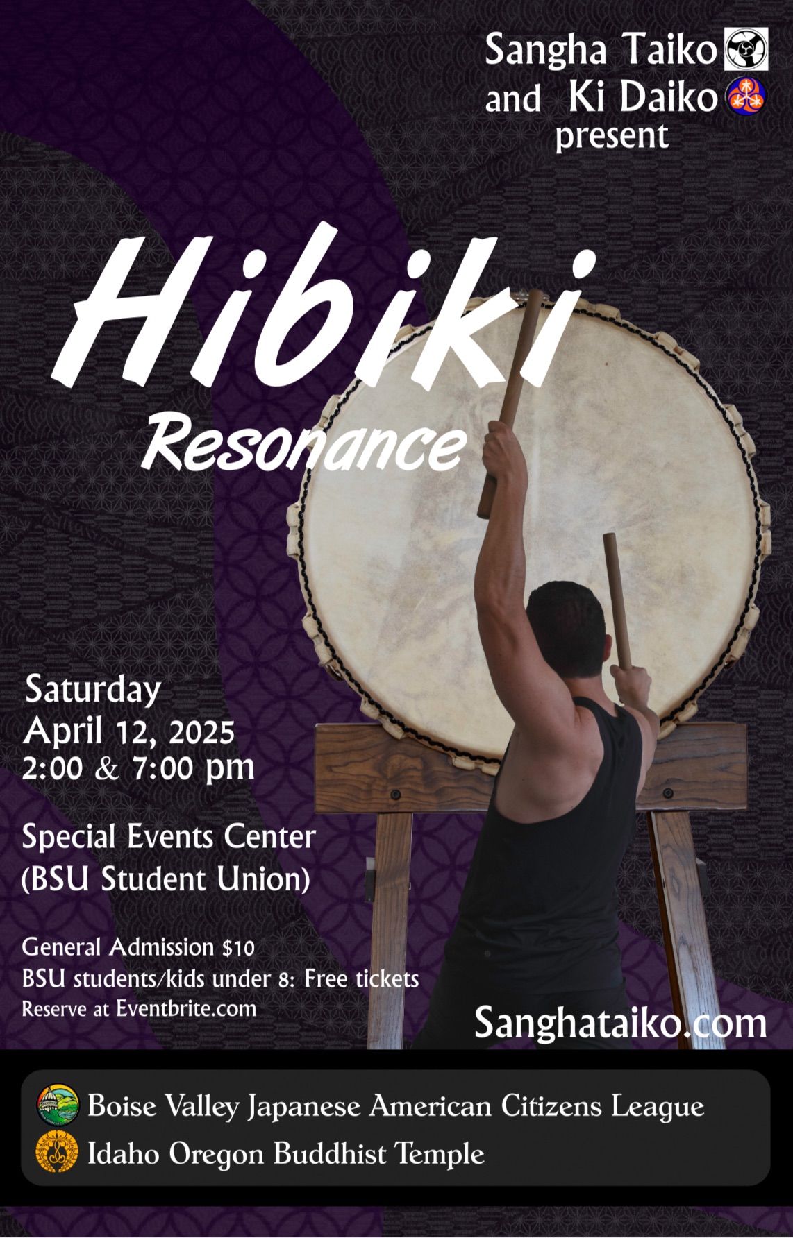 Sangha Taiko Japanese Drumming - Hibiki (Resonance) - 2pm Matinee and 7pm showing