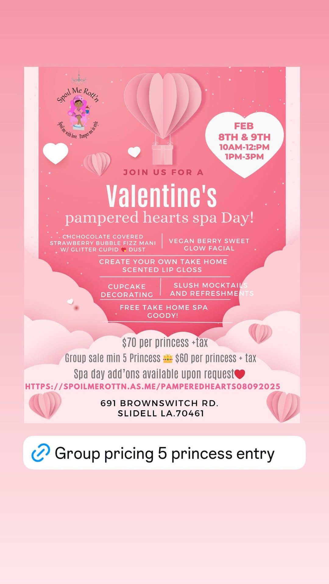 Pampered hearts spa day 