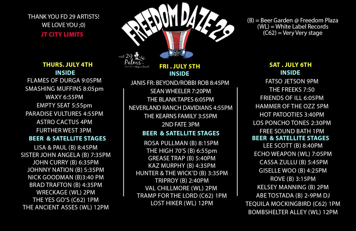 FREEDOM DAZE 29 - JULY 4TH, 5TH  & 6TH  TwentyNine Palms,CA