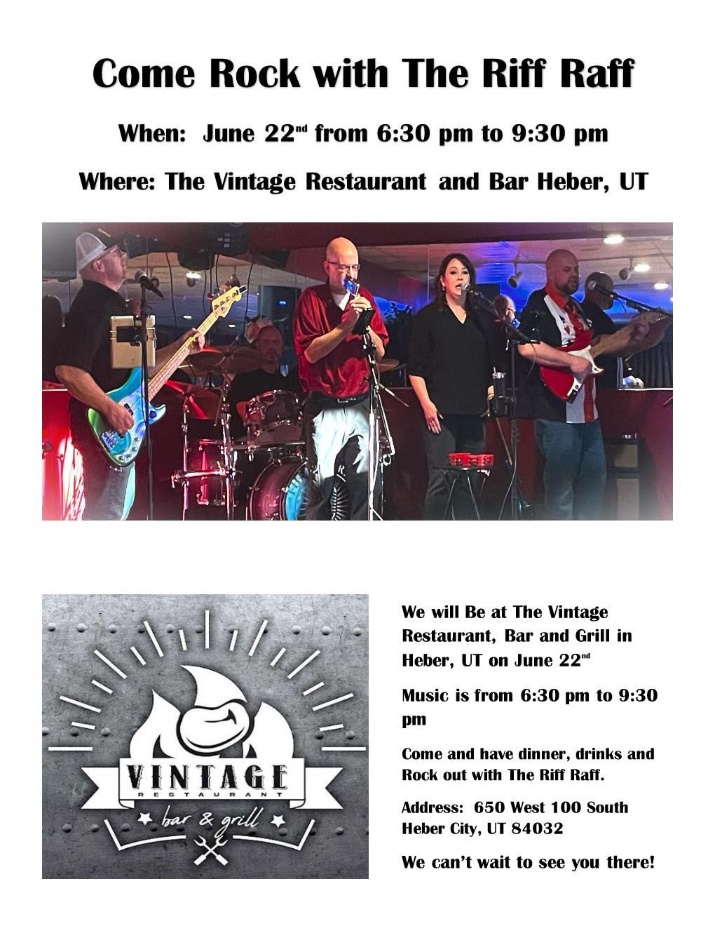 Live Music at The Vintage Restaurant, Bar and Grill