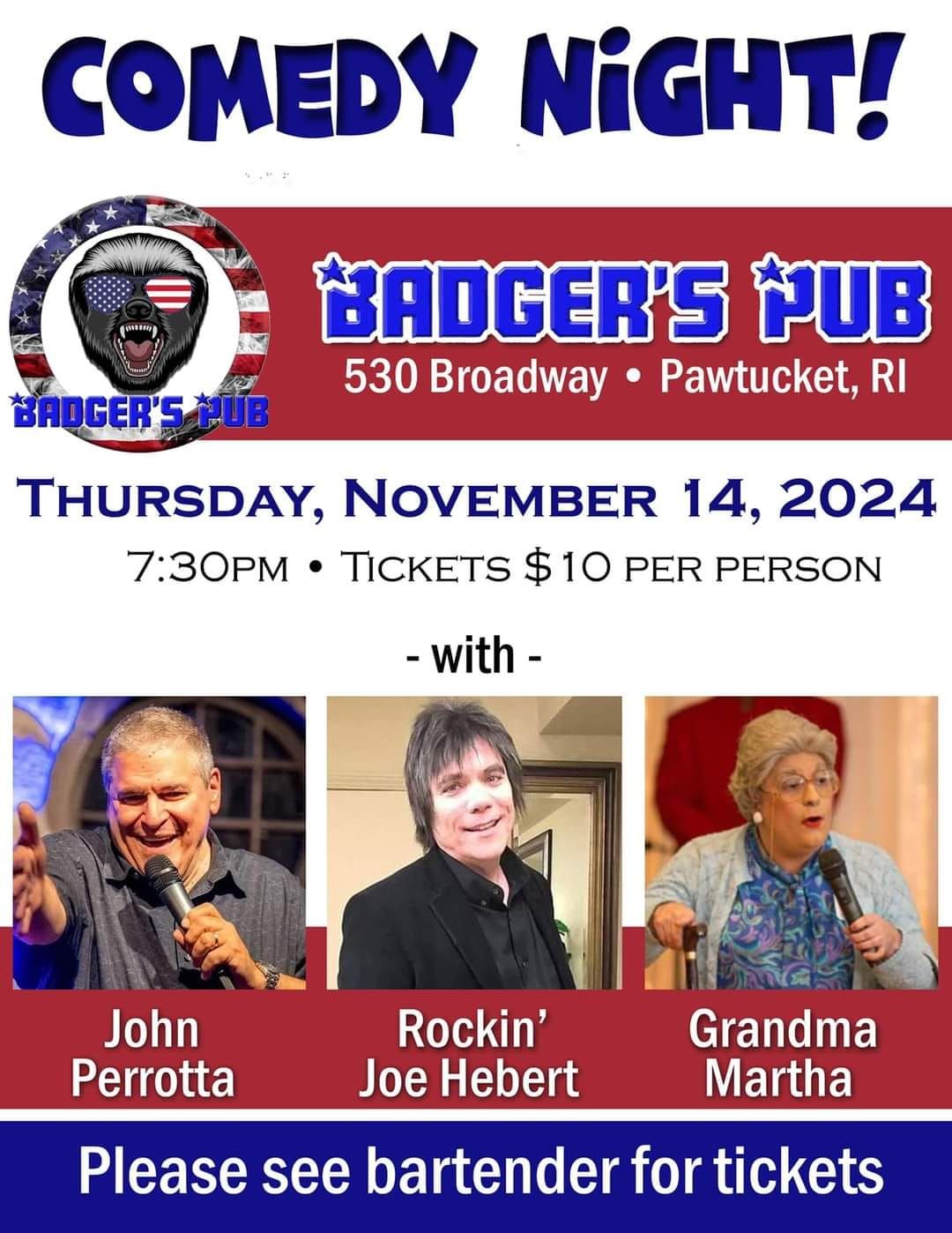 COMEDY SHOW AT BADGER'S!