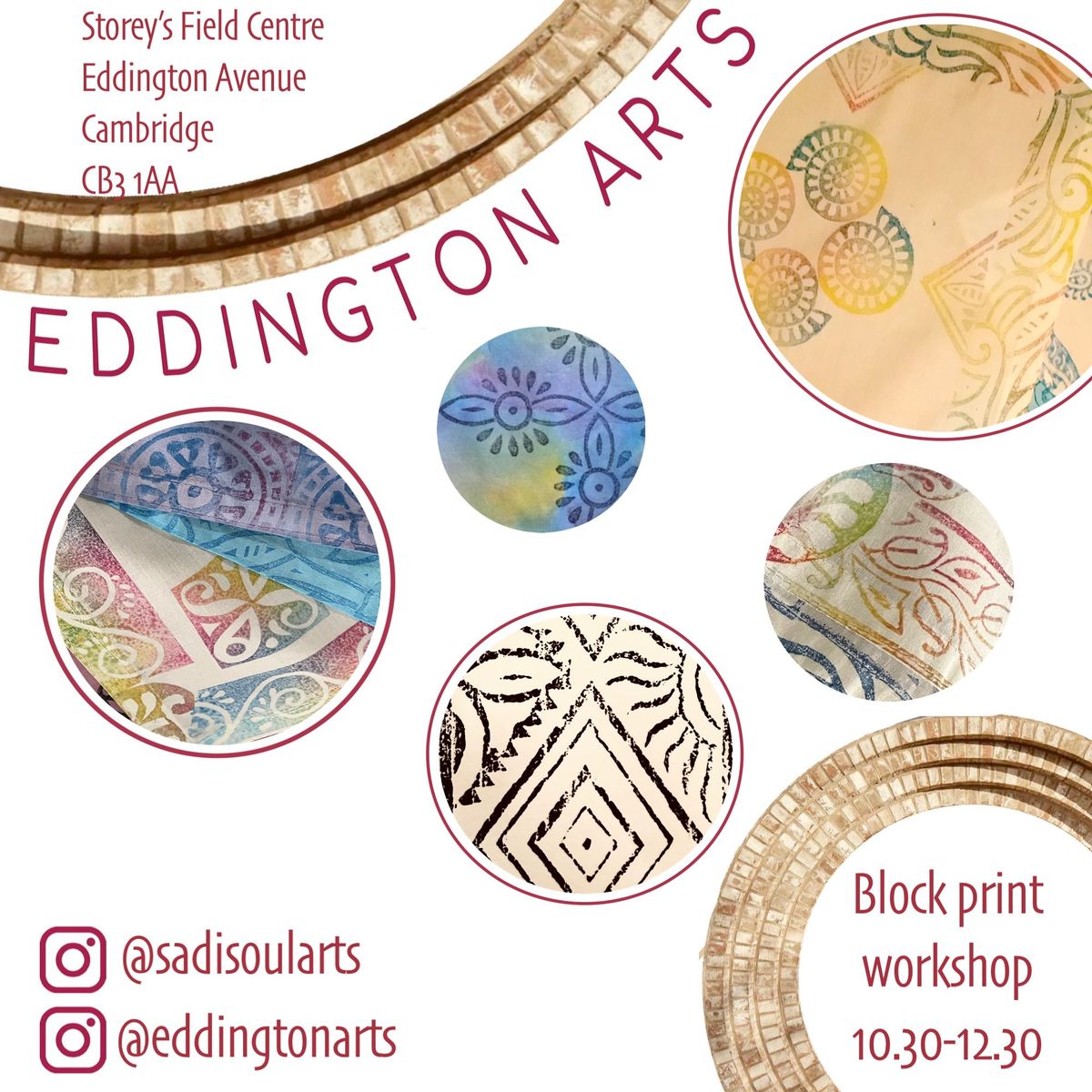 Tote-bag Block print workshop. Eddington arts