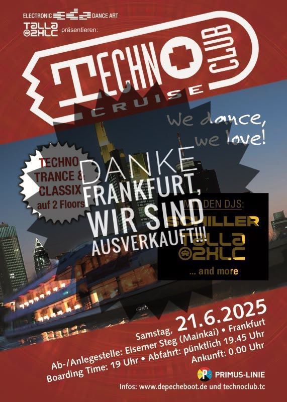 Ausverkauft! - TechnoclubCruise II mit Schiller, Talla 2XLC and more - 2 Floors 