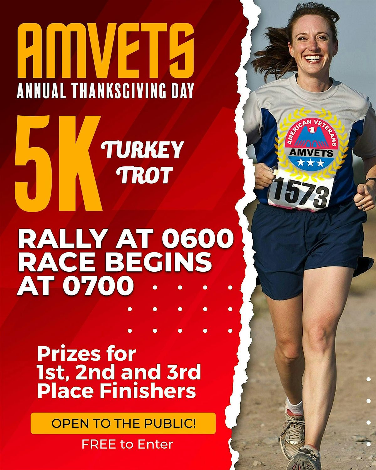 AMVETS 5K Turkey Trot - FREE To the Public