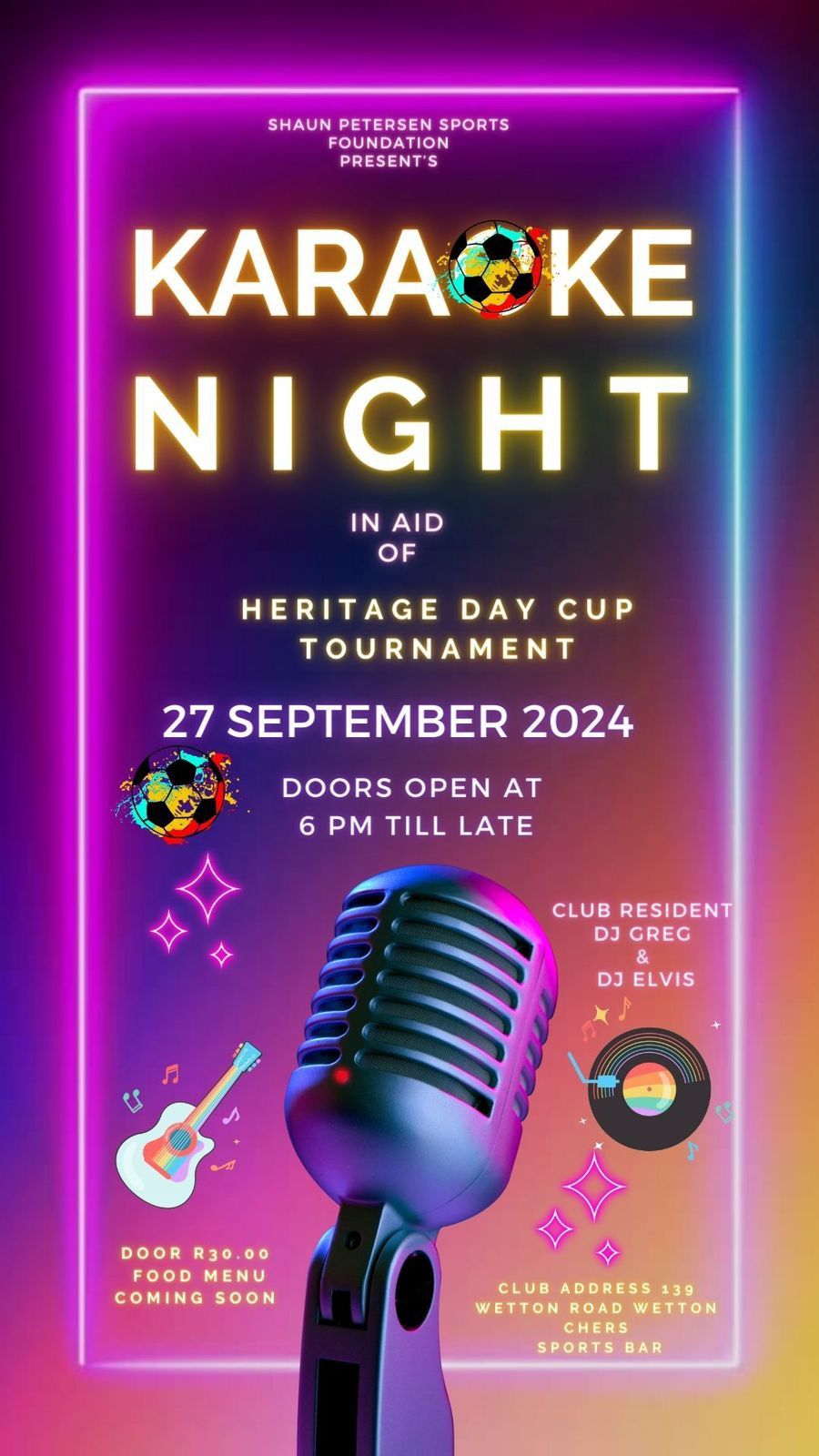 Karaoke Night in aid of Heritage Day Soccer Event 