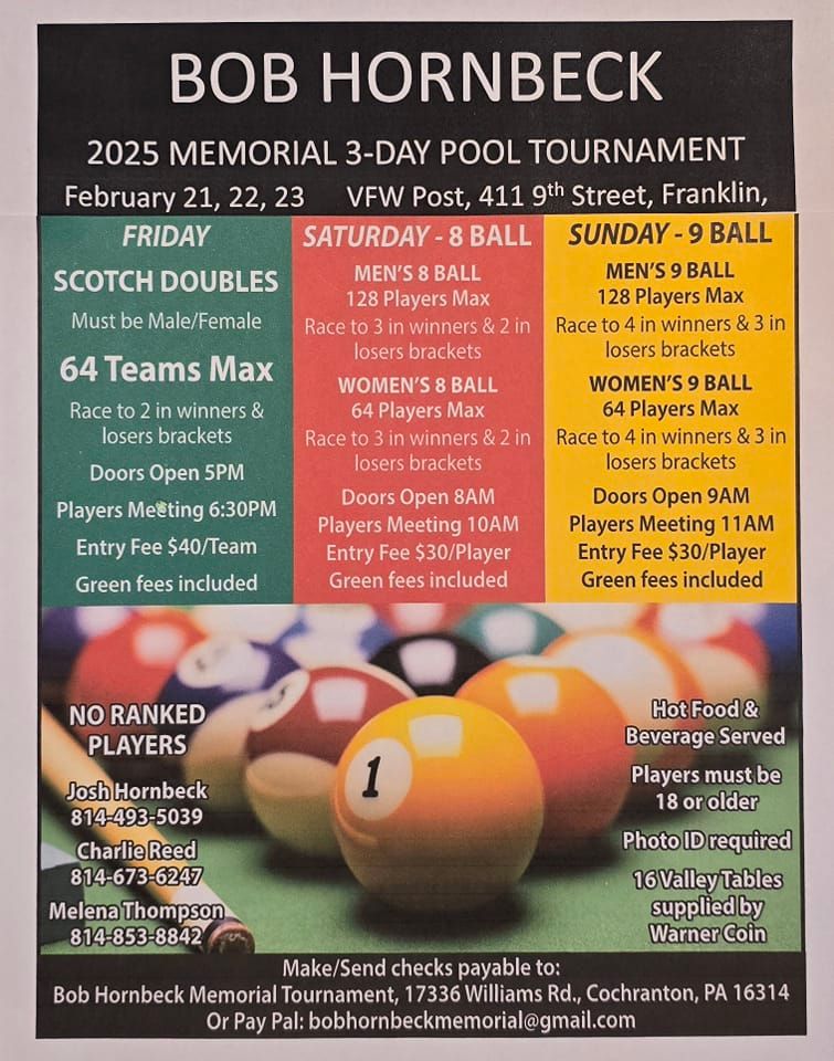 2025 Bob Hornbeck Memorial Pool Tournament 