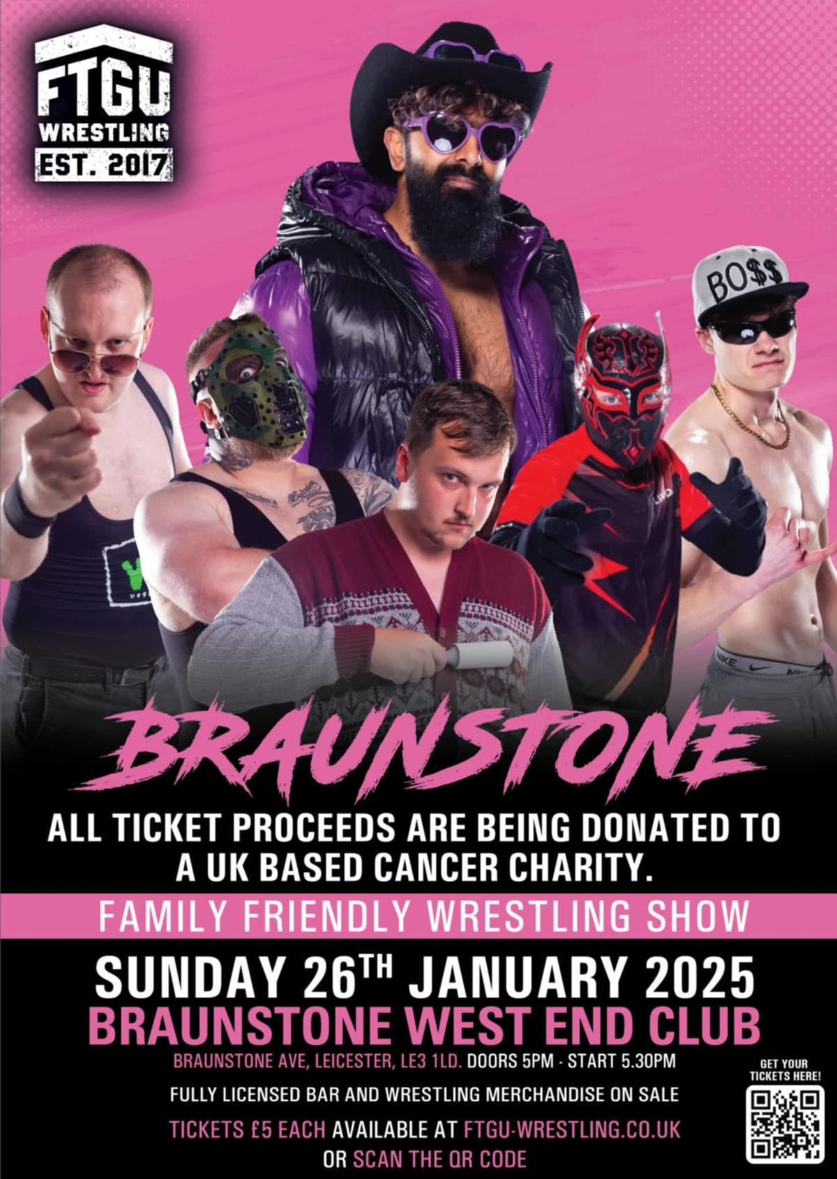 FTGU Wrestling Braunstone \u00a35 tickets Charity Show Jan 26th 