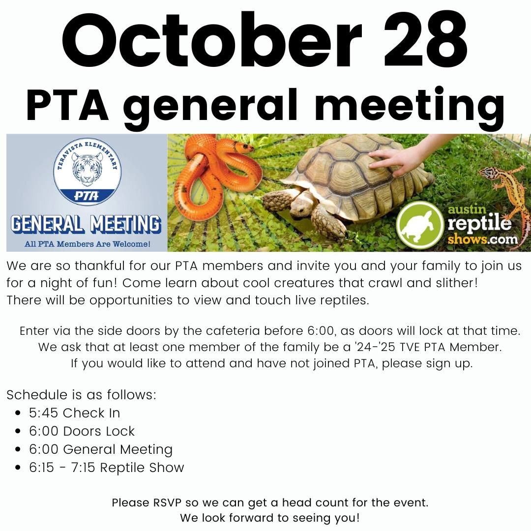 PTA General Meeting & Reptile show