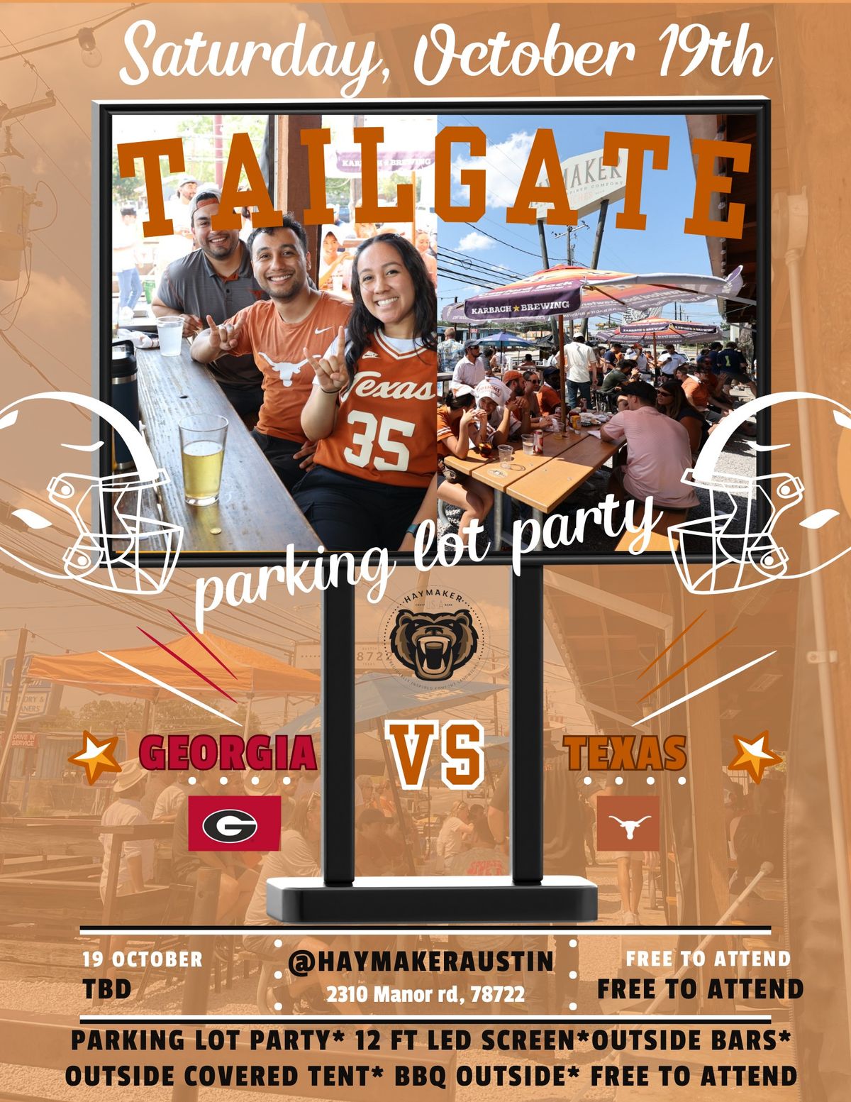 Texas v Georgia Tailgate party!