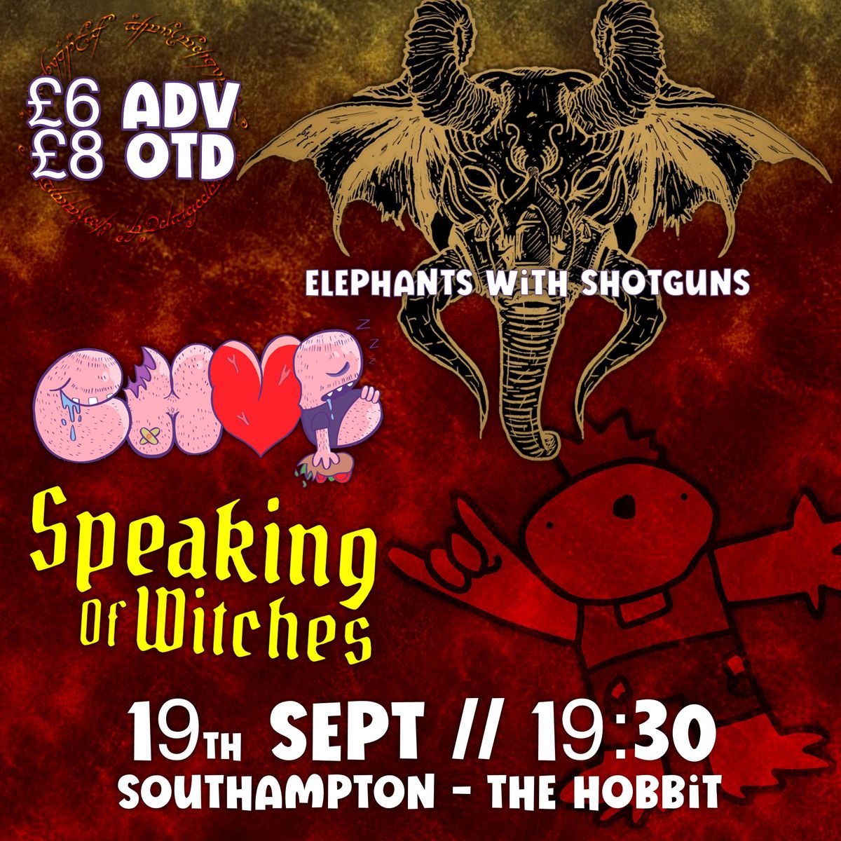 Elephants with Shotguns + CHUB + Speaking of Witches @ Southampton, The Hobbit 19\/09\/24