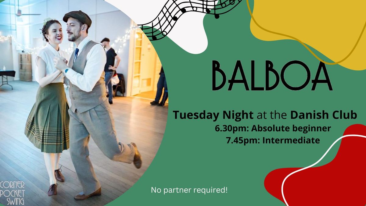 Tuesday Night Balboa Swing Dance Classes Levels 1 & 2 (Dec 2024)