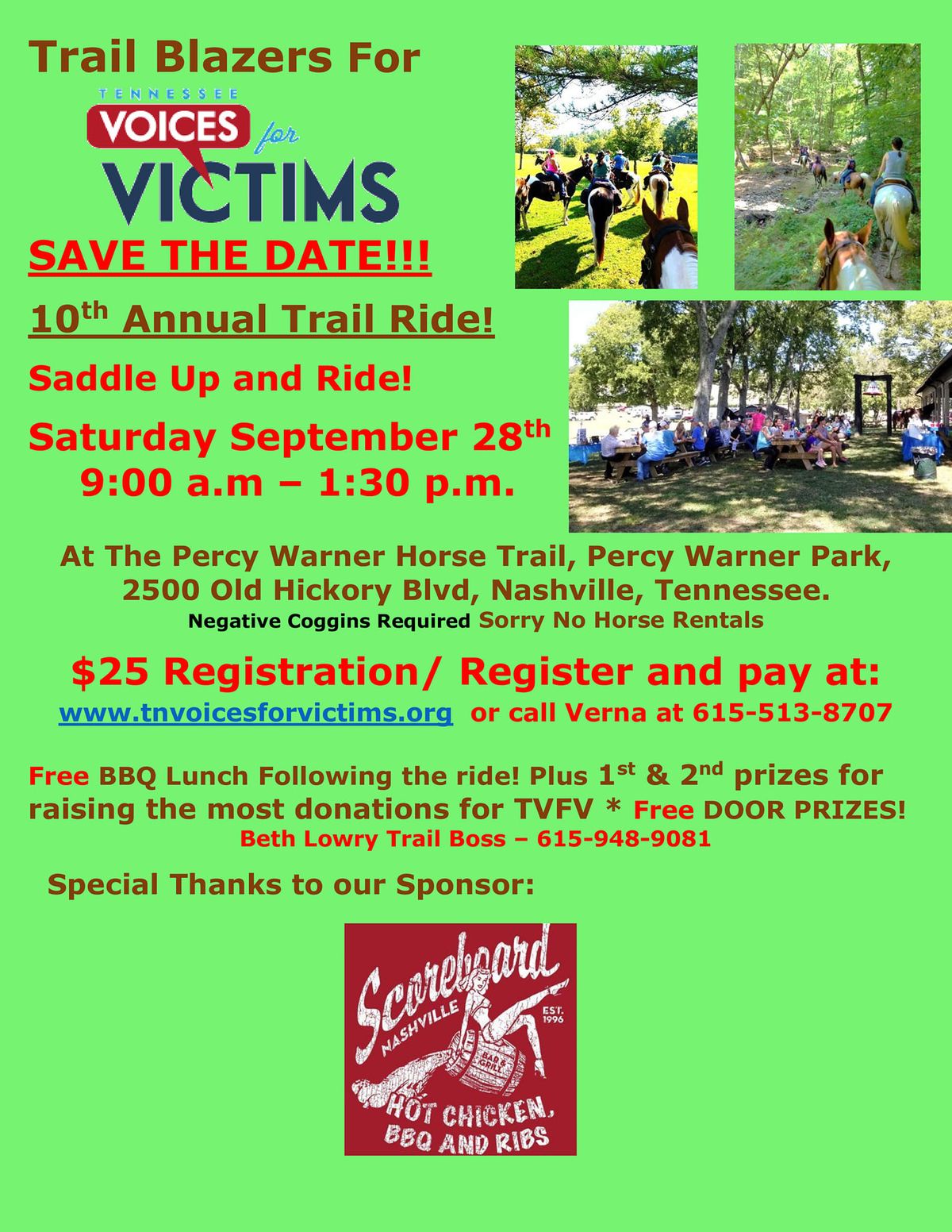 TN Voices for Victims 10th Annual Trail Ride, Percy Warner State Park