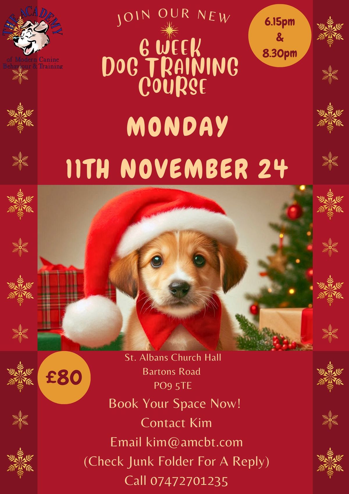 6-Week Puppy\/Dog Training Course with Christmas Themed Night